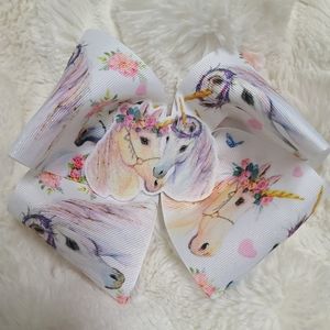 Unicorn jumbo hair bow